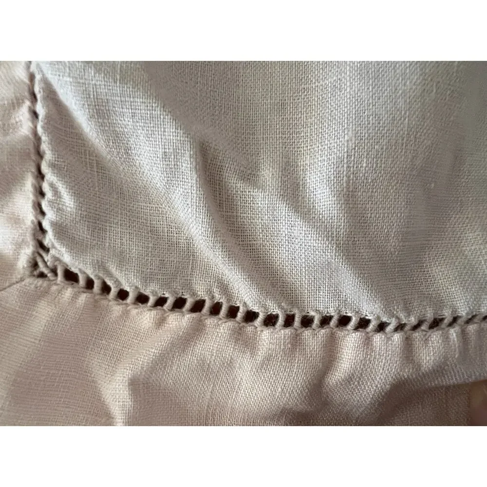 Light Pink 100% Pure Flax Linen 12 Placemats 21” Blush Eyelet
